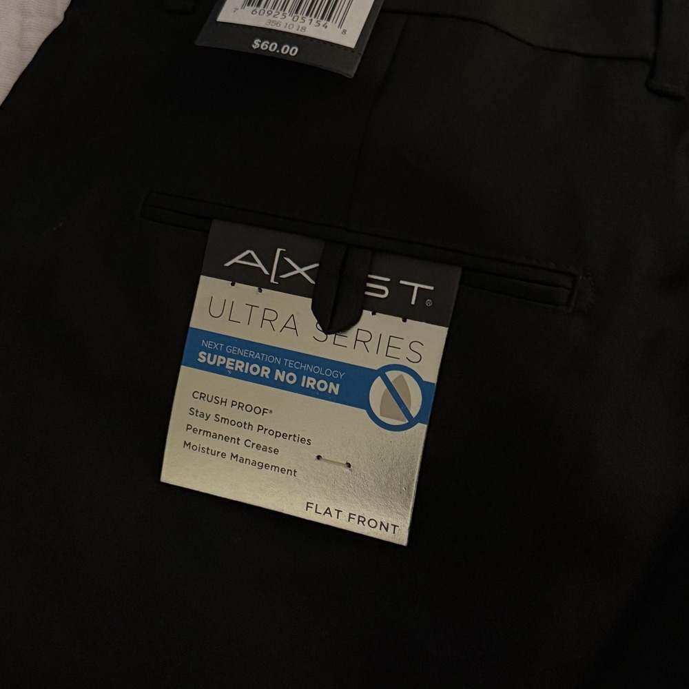 Axist Pants Mens 40x30 Black Ultra Series Straight Flat Front No Iron Dress NWT - Picture 12 of 16